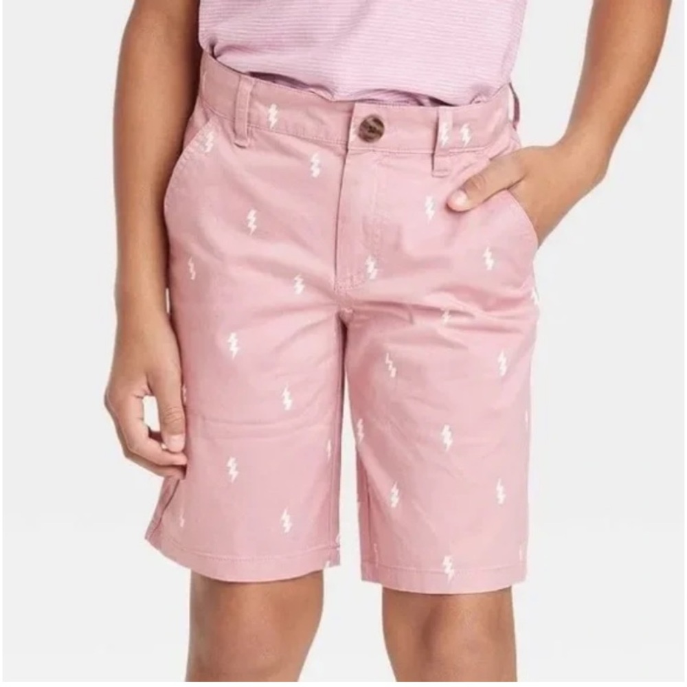 Cat & Jack Pink Knee Length Boy Shorts With Lightning Design